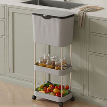 سلة مهملات مع رفين للتخزين