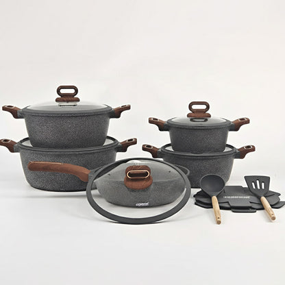 مجموعة أواني طهي جرانيتية غير لاصقة 15 قطعة