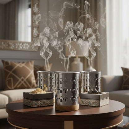 مبخر معدني بقاعدة خشبية Alkuwaity Al Awal الكويتي الأول