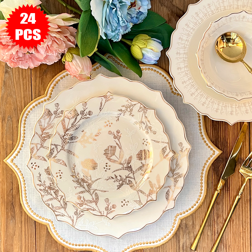 طقم أطباق مائدة فاخر 24 قطعة