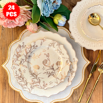 طقم أطباق مائدة فاخر 24 قطعة