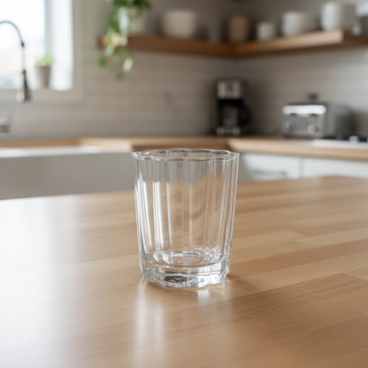 طقم أكواب زجاجية بسطح متعروج