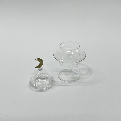 غرشة تقديم زجاج بغطاء هلال