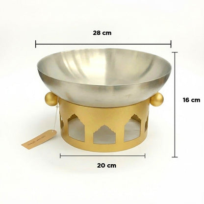 وعاء سلطة من الفولاذ المقاوم للصدأ مع حامل مزخرف