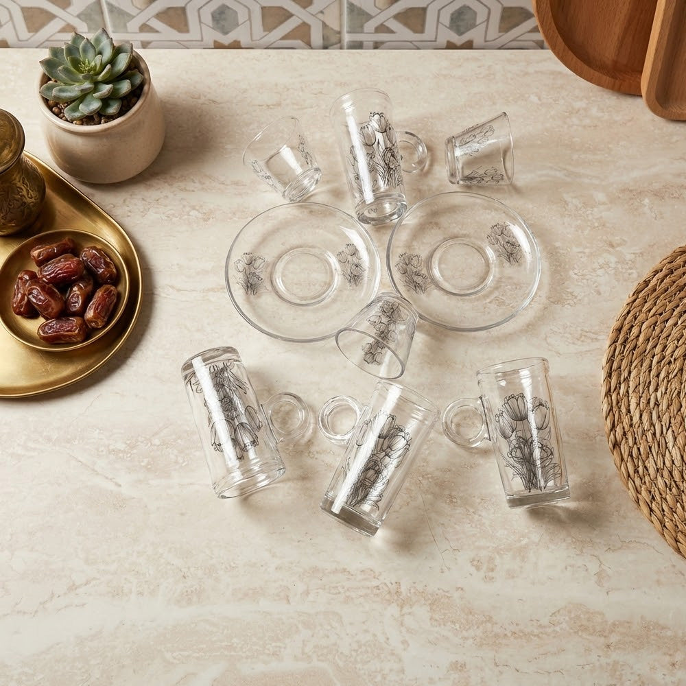 طقم استكانة وفنجان 18 قطعة Alkuwaity Al Awal الكويتي الأول