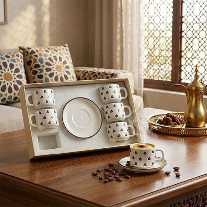 طقم فناجين وصحون قهوة من السيراميك - 12 قطعة