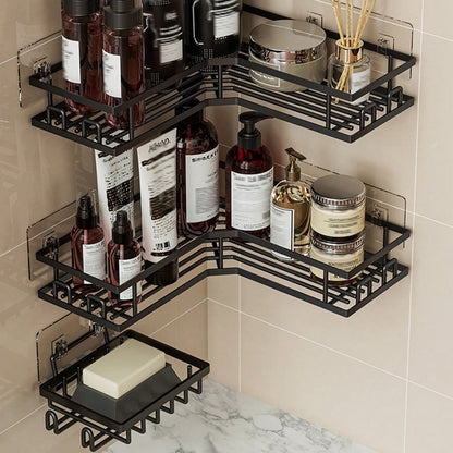مجموعة رفوف تخزين زاوية للحمام بدون حفر، مكونة من 5 قطع