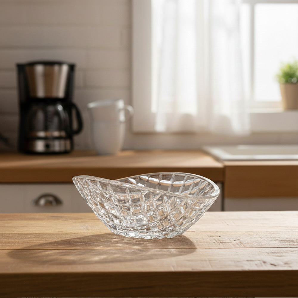 وعاء تقديم زجاجي مقطوع بالكريستال