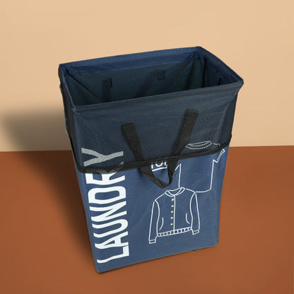 سلة غسيل قابلة للطي مع مقبض وعجلات، موديل: 2