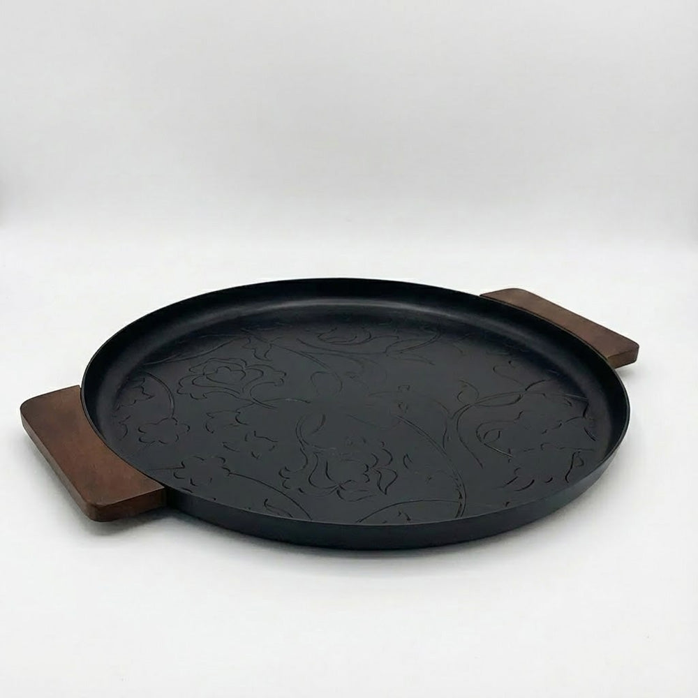 صينية تقديم بمقبض خشبية