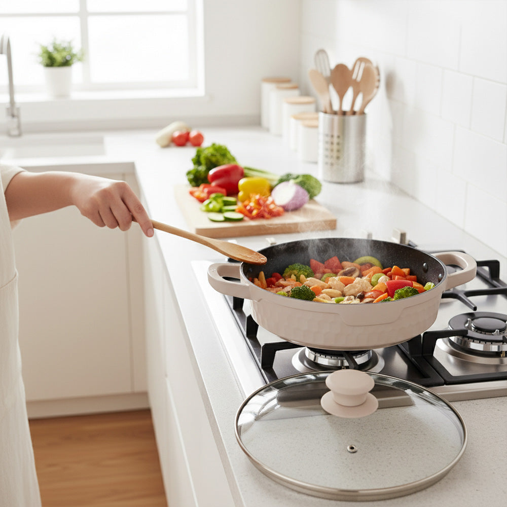 طقم طاجن وأواني طهي جرانيتية غير لاصقة 5 قطع