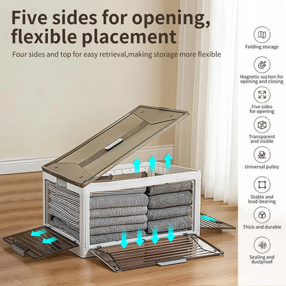 صندوق تخزين بلاستيكي قابل للطي مع عجلات