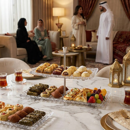 حامل تقديم زجاجي راقي بطبقتين 41.5 سم