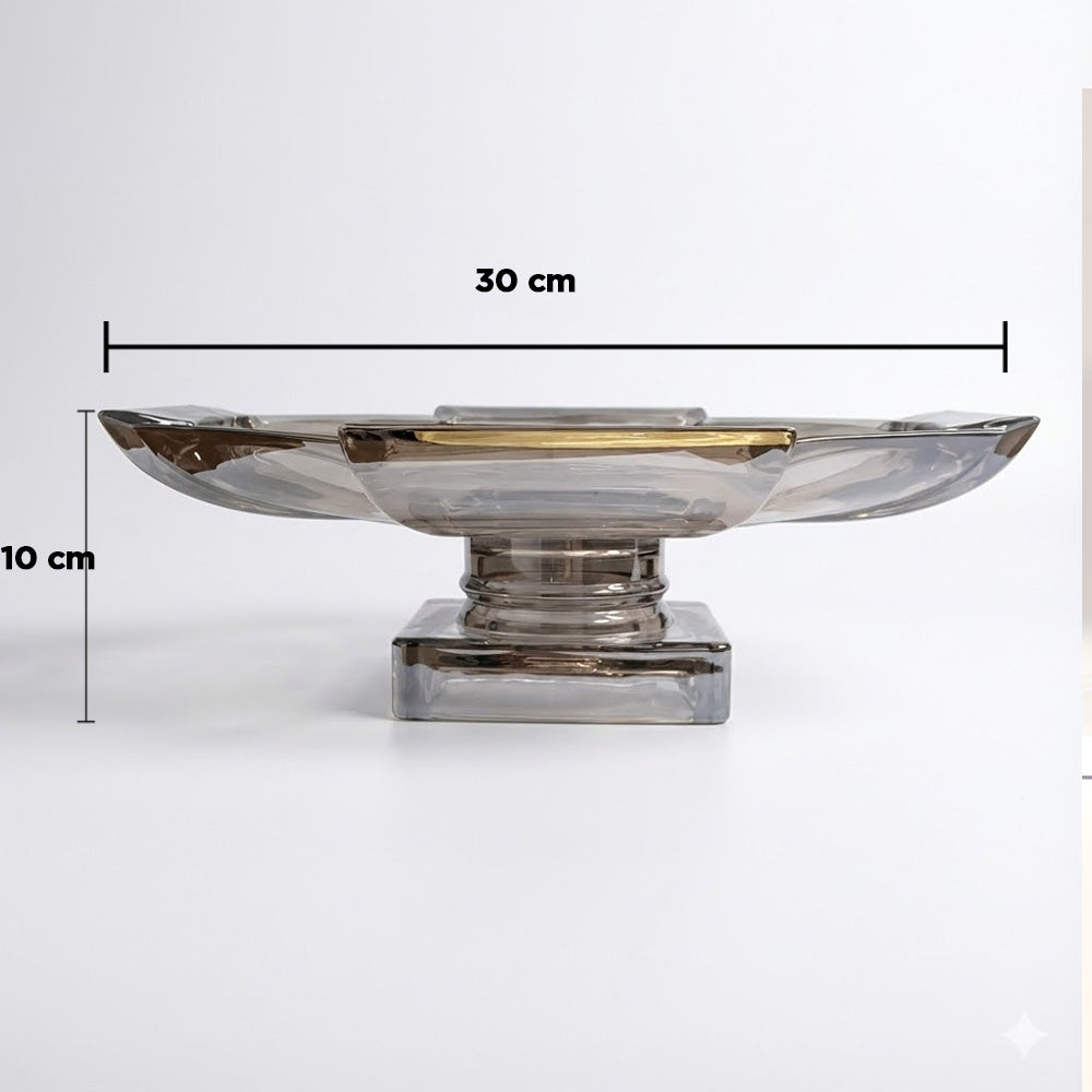 وعاء فاكهة عصري من الكريستال على قاعدة - 30 سم