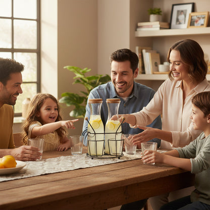 برطمانات مع أكواب وحامل