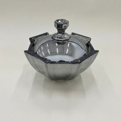 وعاء تقديم زجاجي أنيق بغطاء شفاف