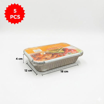 مجموعة علب طعام من رقائق الألومنيوم مع أغطية