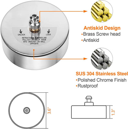 حبل غسيل قابل للسحب بطول 2.8 متر