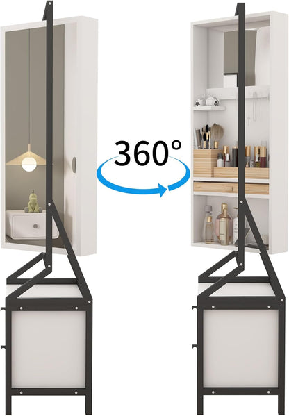 خزانة مجوهرات وماكياج  مع مرآة