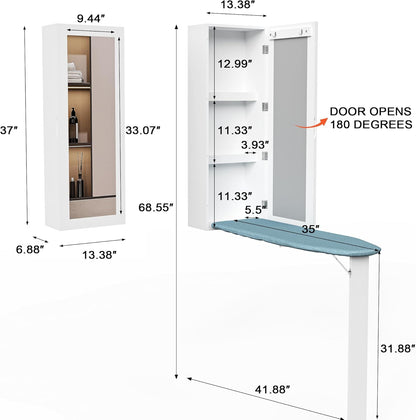 لوح مُنظم مع خزانة تخزين ومرايا