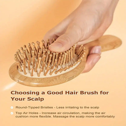 فرشاة شعر بيضاوية من الخيزران