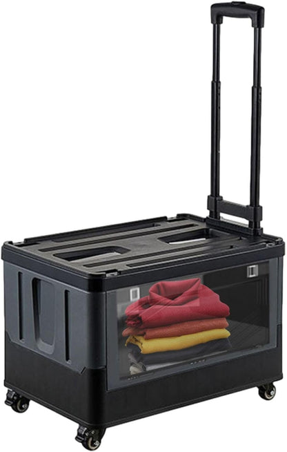 عربة تسوق خارجية قابلة للطي بسعة 55 لتر مع 4 عجلات