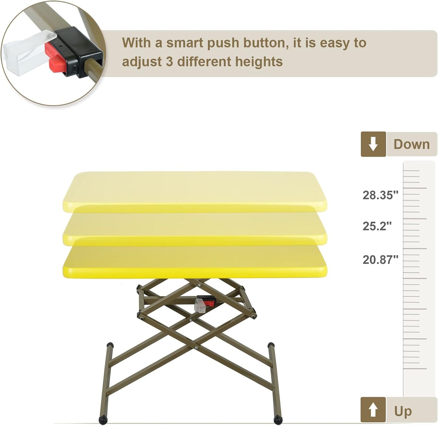 طاولة جانبية محمولة قابلة للطي (أصفر)