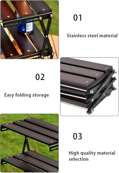 طاولة تخييم خشبية محمولة للخارج