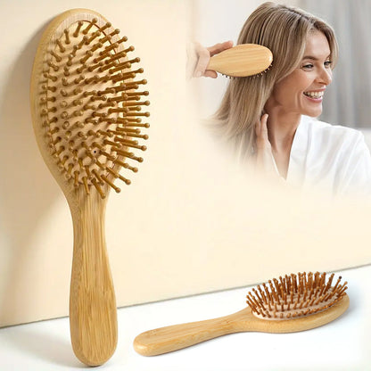 فرشاة شعر بيضاوية من الخيزران