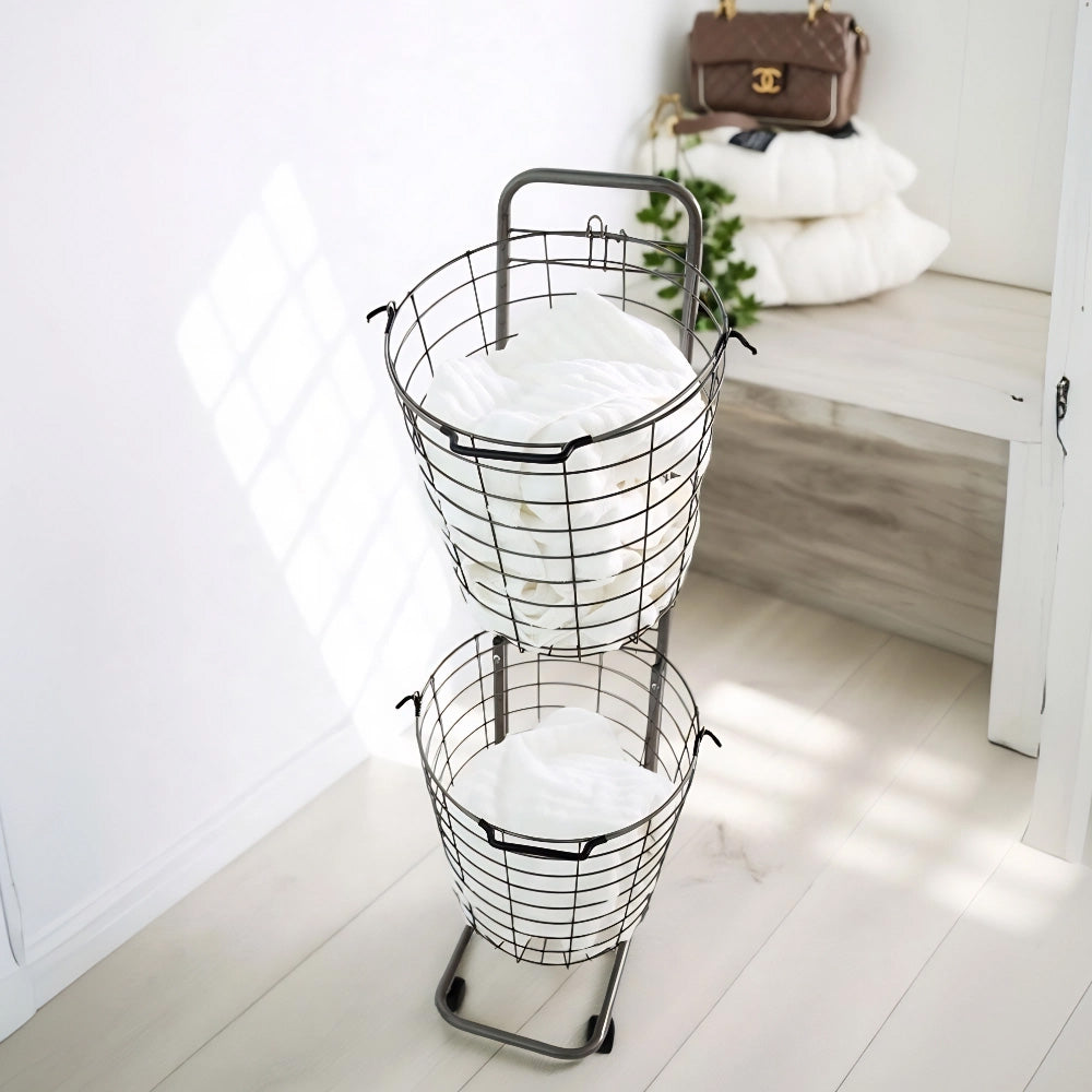 سلة غسيل دوارة مزدوجة الطبقات