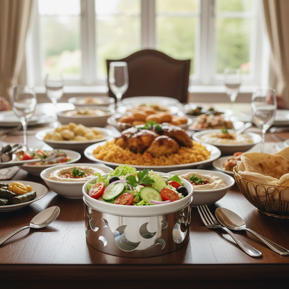 17CM طقم وعاء تقديم مع حامل معدني صغير