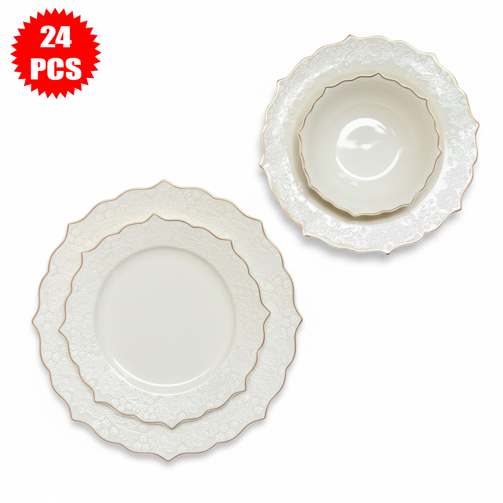 طقم أطباق مائدة فاخر 24 قطعة