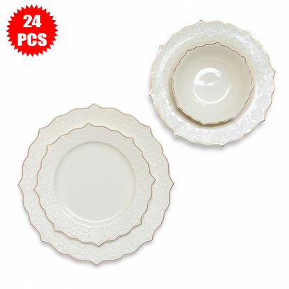 طقم أطباق مائدة فاخر 24 قطعة