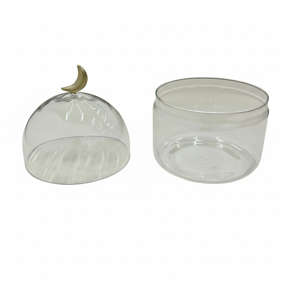 غرشة ضيافة زجاجية بغطاء هلال