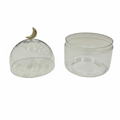 غرشة ضيافة زجاجية بغطاء هلال