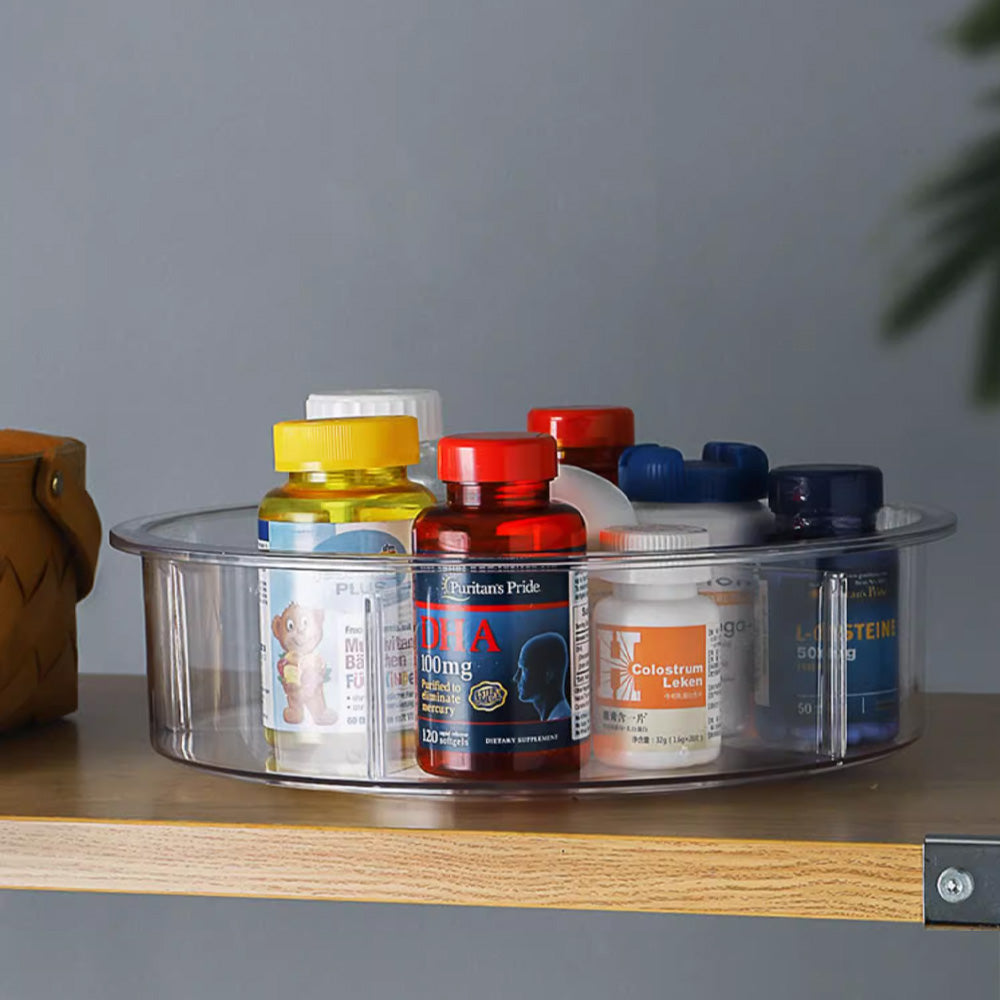 صينية تنظيم شفافة دوارة 360 درجة