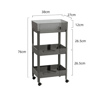 عربة تخزين بثلاث طبقات مع عجلات