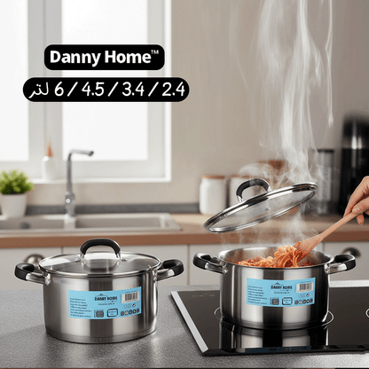 قدر طبخ طويل ستانلس بغطاء