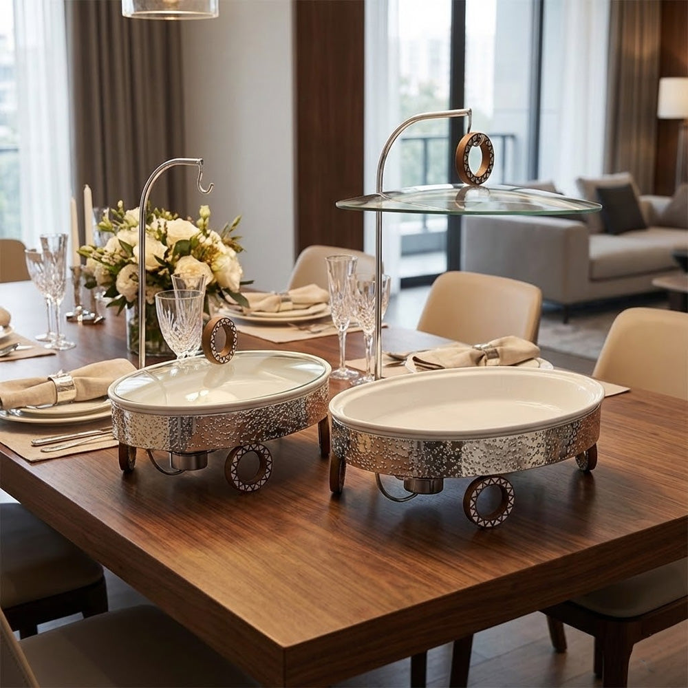 سخان بوفيه بيضاوي مع غطاء معلق