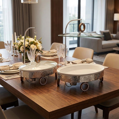 سخان بوفيه بيضاوي مع غطاء معلق