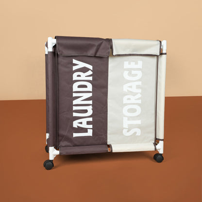 سلة غسيل مكونة من حجرتين مع غطاء