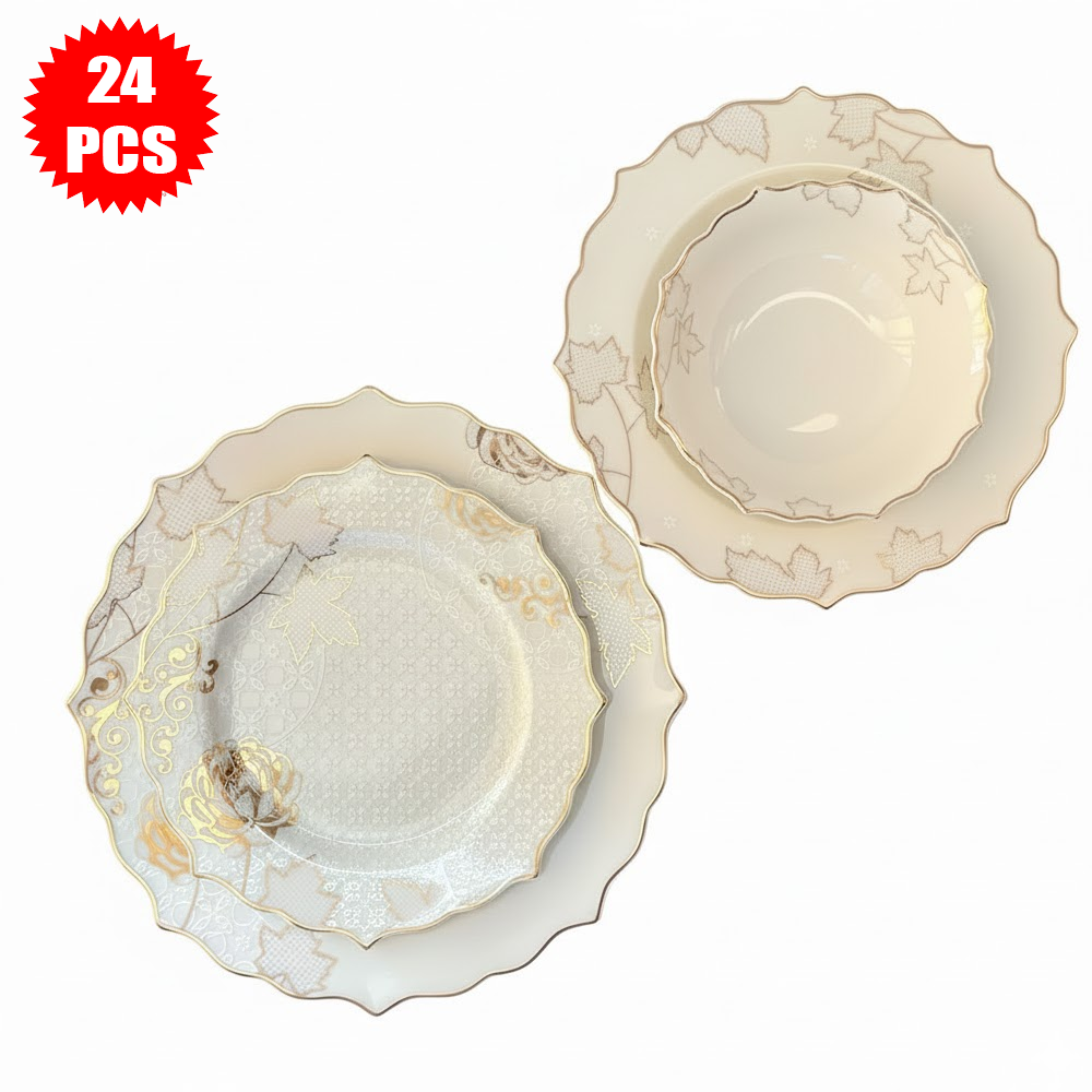 طقم أطباق مائدة فاخر 24 قطعة