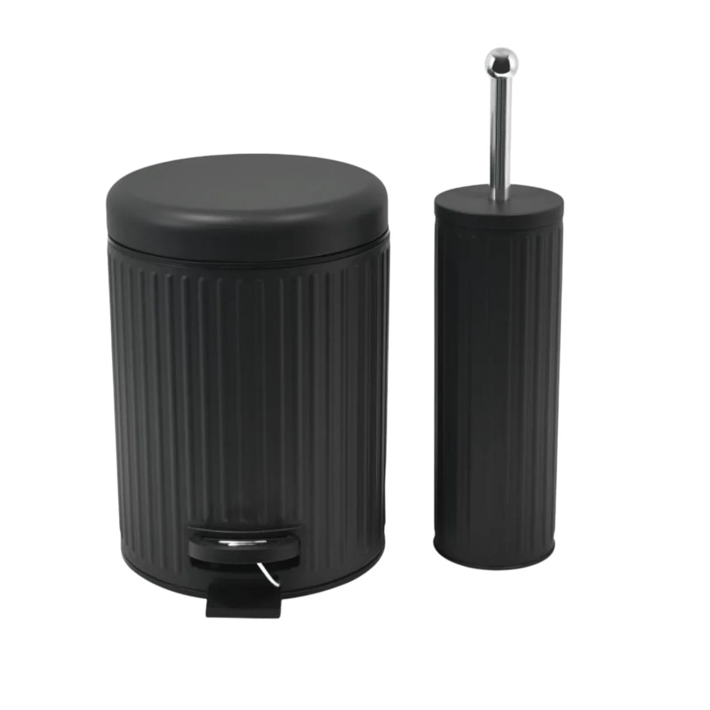 طقم سلة مهملات وفرشاة مرحاض