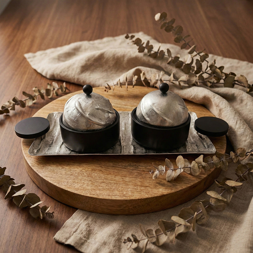 صينية تقديم مستطيلة مع وعائين Alkuwaity Al Awal الكويتي الأول