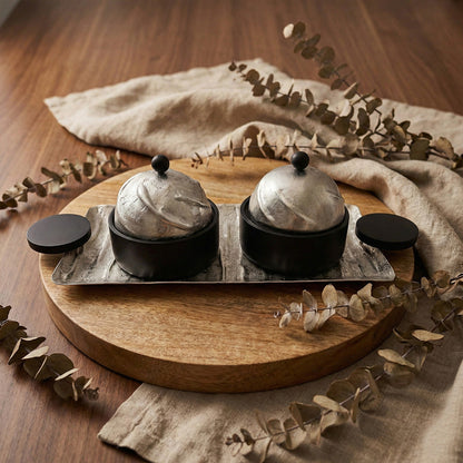 صينية تقديم مستطيلة مع وعائين Alkuwaity Al Awal الكويتي الأول