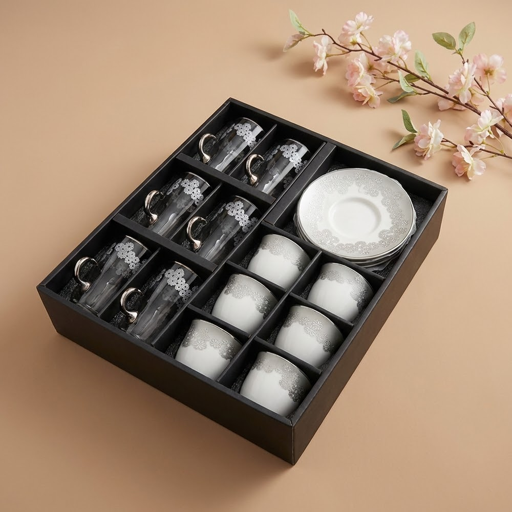 طقم استكانة وفنجان 18قطعة