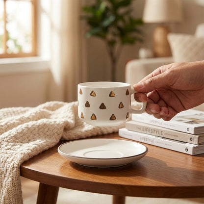 طقم فناجين وصحون قهوة من السيراميك - 12 قطعة