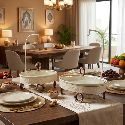 سخان بوفيه بيضاوي الشكل بغطاء معلق - بيج