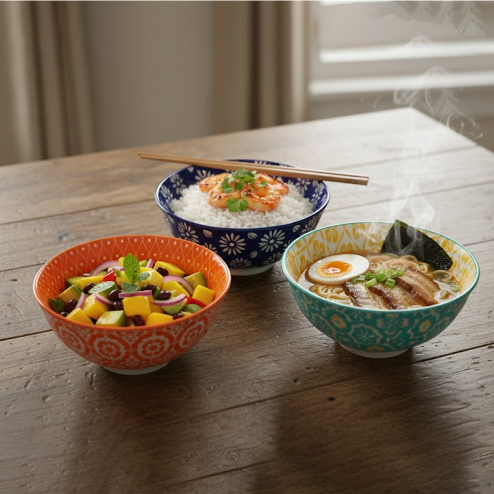 طقم أطباق تقديم ملونة