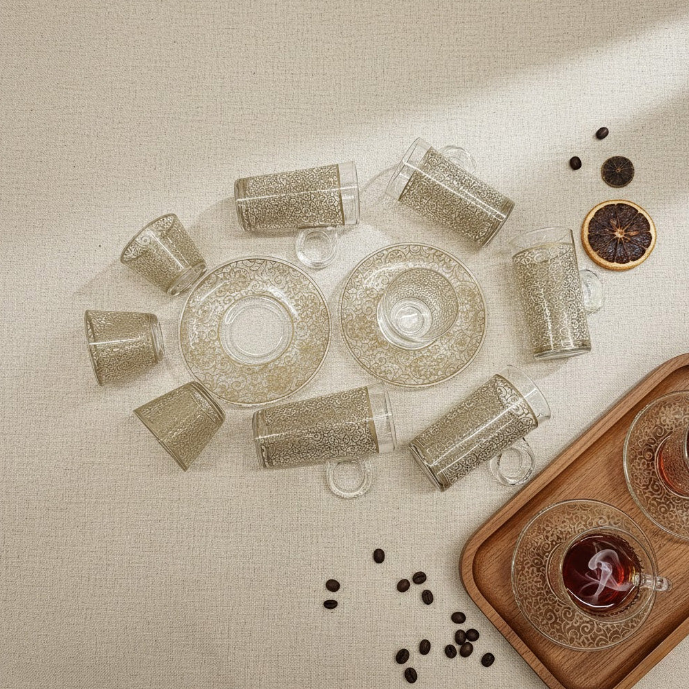 طقم استكانة وفنجان 18 قطعة Diva Lady